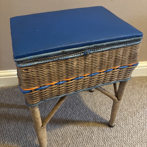 Vintage rattan sewing basket - rattan,