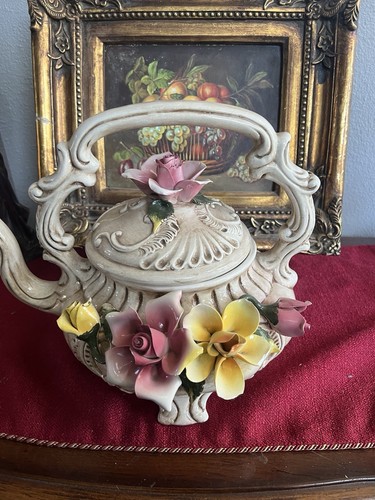 Vintage capodimonte teapot - vintage,