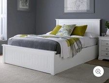 White Wooden Ottoman Storage Bed