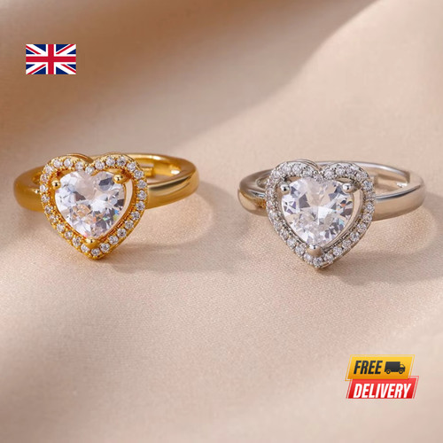 Gold plated zircon heart - gold, ring