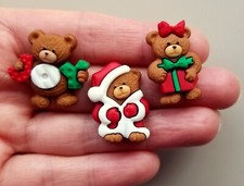 Craft Buttons BEARY MERRY CHRISTMAS Teddy Bear Santa Claus Novelty Dress It Up