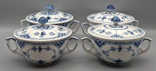 Set of 4 Covered Soup Tureens – Royal Copenhagen Blue Fluted Half Lace – 11cm