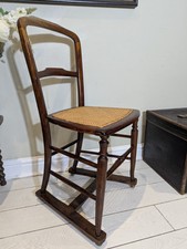 Edwardian Chair Unusual Ball Wheels Turned Double Stretchers Cane FREE POSTAGE