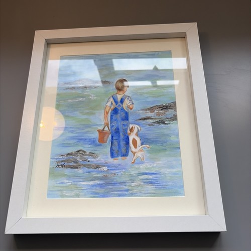 Framed watercolour boy - framed,