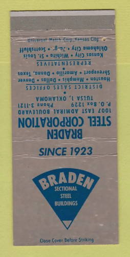 Matchbook cover braden - cover,