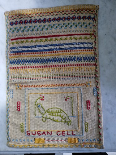 Antique sampler needlework - needlework,