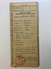 Bedford Yellow Van 1956 RF60 Log Book  SGW 802