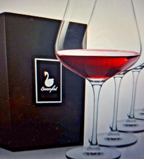Gift Set: Swanfort Crystal Wine Glasses x 4, Large, Modern, Boxed Brand New, Fab