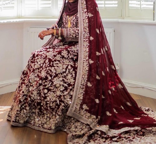 Asian wedding lengha maroon - wedding,