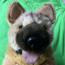 Keel Toys German Shepherd /Alsation Dog with Collar  - Lying Down Soft Plush