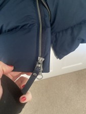 Jack Wolfskin Ladies Warm Winter Coat Size S . Dark Navy Double Zip With Hood