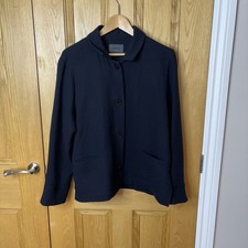Oska Jacket Button Collar Size 2 14 16 12 Virgin Wool Navy Blue Pockets Boxy