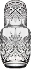Lefonte Crystal Bedside Night Carafe Pitcher and Water Glass Tumbler Set, Water