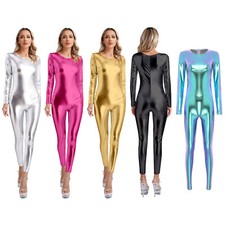 Womens Metallic Shiny Unitard