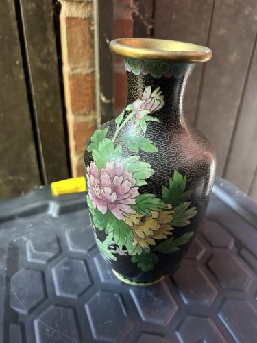 Antique cloisonné vase 19cm - vase,