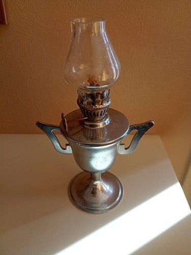 Vtg miniature metal trophy - metal,