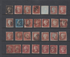 GB QV 1840 SG2 1d Penny Black IF SG8 1d Penny Reds x 19 SG14 & Penny Plates x 7