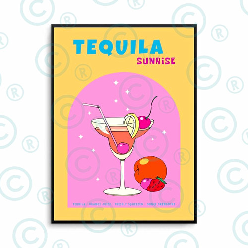 Tequila sunrise cocktail retro - tequila,