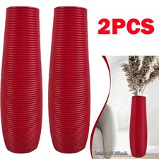 2x Tall Floor Vases Red