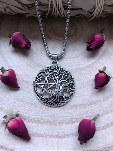 Pentagram tree necklace - pentagram,