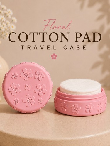 Floral cotton pad travel case - pad,