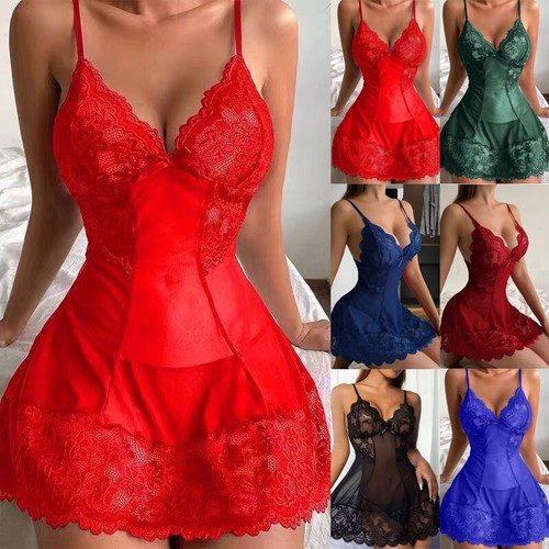Womens sexy lace nightdress - lace,