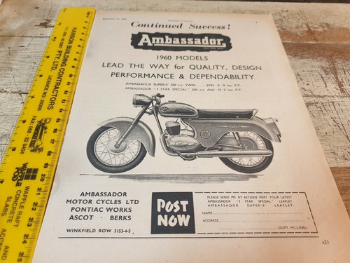 1960 ambassador motorcycle - ambassador,