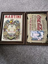 Vintage Advertising Mirrors coca cola and Martini  ( A4 sized) ready to hang )