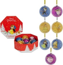 Widdop Disney Beauty and the Beast Set of 7 Christmas Baubles with Gold Twine