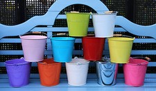 16CM METAL TIN HERB FLOWER BUCKET  POT PLANTER WEDDING FAVOURS SWEET TREE