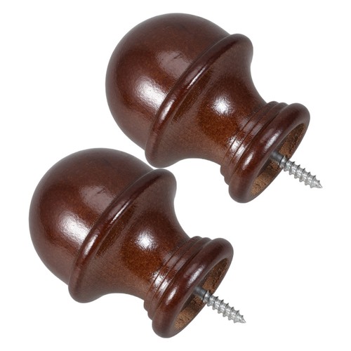 2pcs round coffee wood finials - round,
