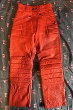Ladies Scott Red Leather Motorbike Trousers