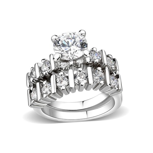 Silver ring set rhodium - set, line