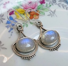 Vintage Rainbow Moonstone 925 Sterling Silver Earrings