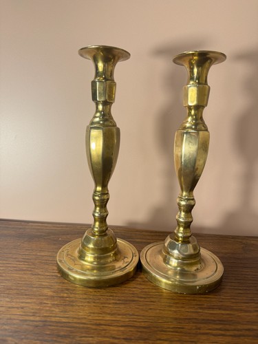 Pair victorian brass - pair,