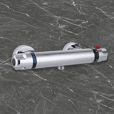 Bathroom Exposed Thermostatic mixer bar Valve Chrome Plated 1/2" Bottom Outlet