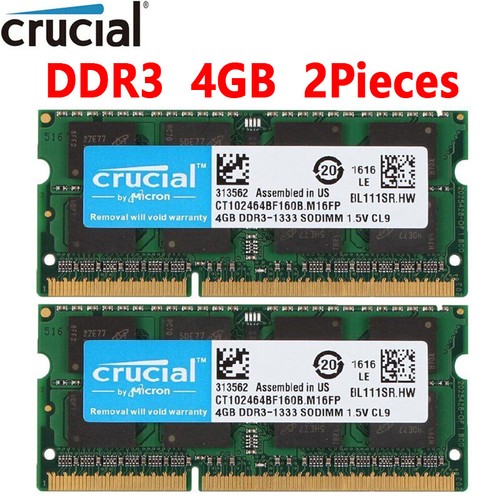 Crucial 8gb kit 4gb - 4gb, ddr3