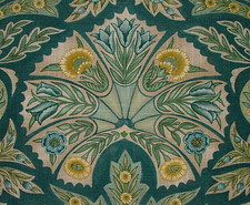 Floral Motifs Teal Linen Blend