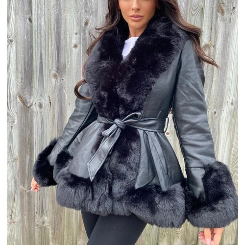 Faux fur and - and, belted