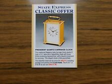 State Express Classic Offer Quartz Carriage Clock Insert Card BAT  1984