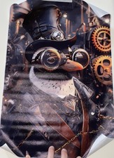 Steampunk Penguin Clockwork Watch Canvas Wall Art Poster Print Unframed 30x40cm