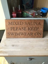 Wooden Vintage Style Sauna Sign. 15 3/4 Inches X 8 Inches 