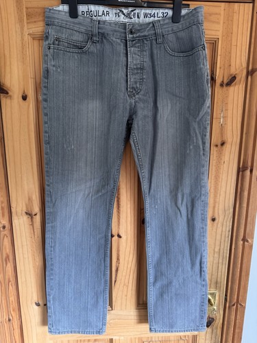 Fcuk men grey jeans button - grey,
