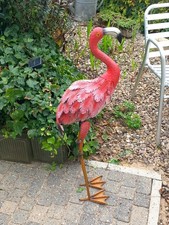 LARGE 88cm METAL Pink Flamingo Garden Ornament Outdoor Statue.Well Made  1.5 kgs