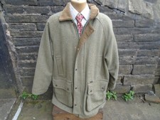 Bronte men's green herringbone pattern wool tweed field coat / shooting jacket