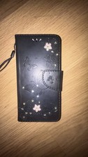 iPhone 7 Plus Case Black Leather With Butterfly And Flower Design