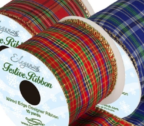 Tartan wired ribbon 63mm - wired,
