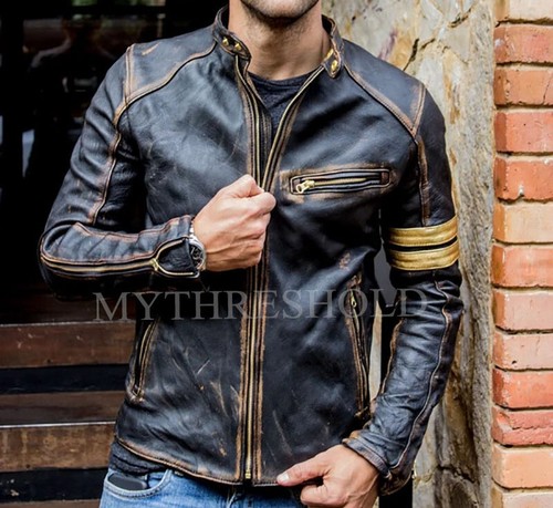 Men black biker - black, vintage