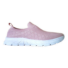 Ladies Knit Jogging Gym Shoes Slip On PINK Trainers Sneakers Womens SELECT SIZE 