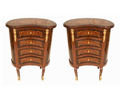 Pair french nightstands kidney - pair,
